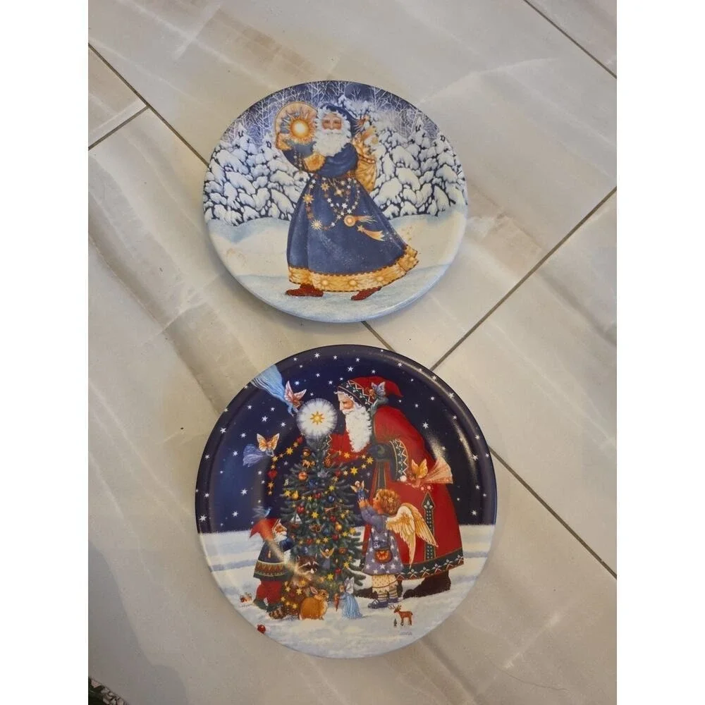 Certified International Starlight Santa Night Time Edition 2 Pc Salad Plates